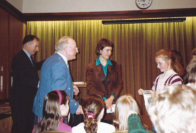 Elena Sargeant interpreting at Aberdeenshire Council Event during Lord Provost of Aberdeenshire meeting with children from Gomel, Belorussia